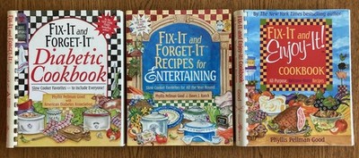 Lot of 3 FIX IT & FORGET COOKBOOKS - ENTERTAINING - ENJOY-IT - DIABETIC  Nice!!