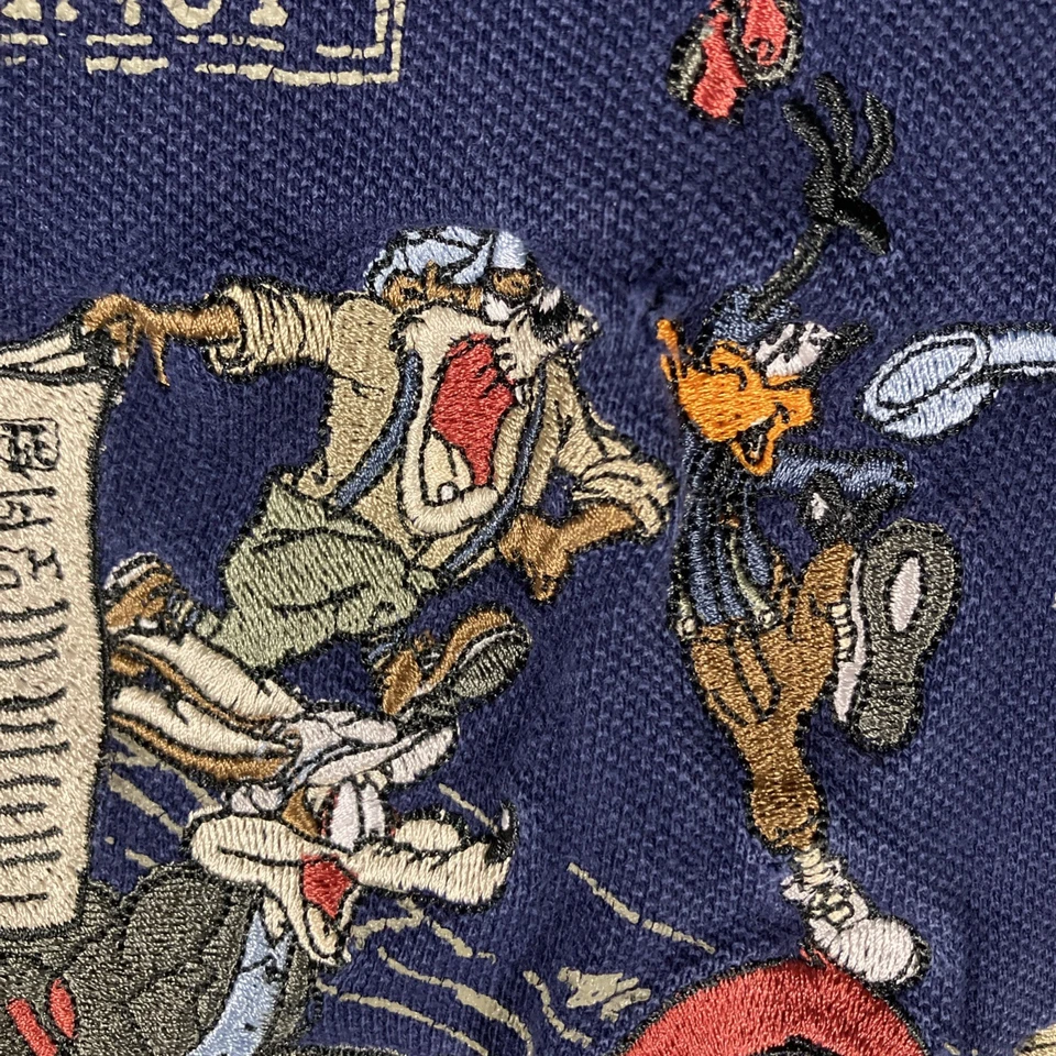 Camisa De Colección Looney Tunes Multipersonaje Tejida Botón Para Hombres Grande Bugs Bunny Taz Años 90 Foto 4 de 4