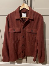 Next Brown Ochre Rust Red Maroon Shacket Overshirt Wool Mix Heavy Warm L