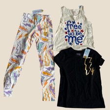 Cat Jack Girls Size 8 Clothing Lot 3 Pc NWT Tank Top Shirt Leggings Lightning