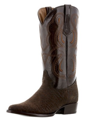 Mens Cowboy Boot Leather Brown Buffalo Print Vaquero Rancho Bota Size 12.5, 13.5