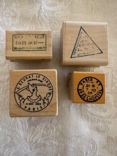 "Passport Stamps" Wood Mounted Rubber Stamps Lot of 4 New