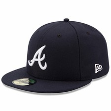 Atlanta Braves New Era 59FIFTY Fitted Hat Navy On Field Size 7 1/8 Authentic