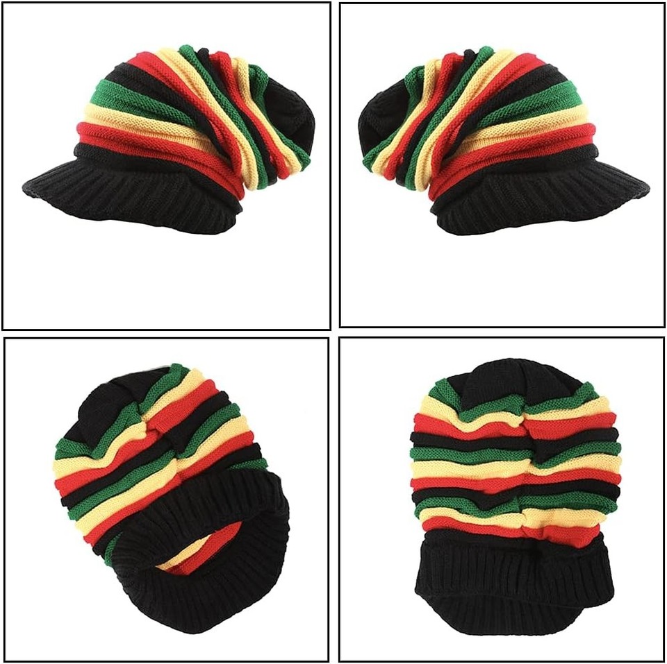 Rasta Hat Wool Reggae Jamaica Jamaica Hat Colorful Beanie Crochet ...