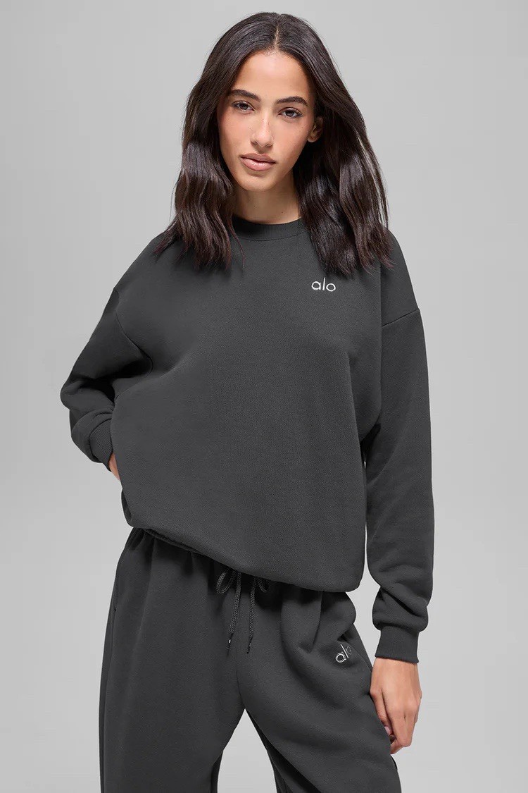 Authentic  Alo Yoga Anthracite Accolade Crew Neck Pullover Brand new Small