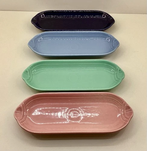 Fiesta Ware Trays Colbalt, Sea Mist Green, Rose & Periwinkle Lowercase F