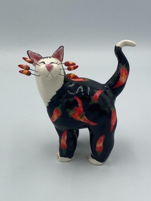 Annaco Creations Standing Cat Figurine Sabrina Signed Lacombe 2002 #21000 Chili