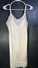 Vintage Ivory Lace Slip Dress Chemise Nightgown 100 Nylon Size 40 USA