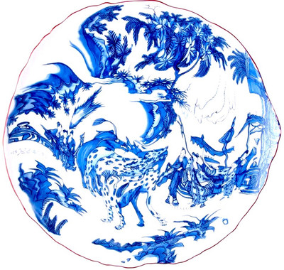 Seletti Classics On Acid x1 Speiseteller blau Chinoiserie 28 cm NEU UVP 67£