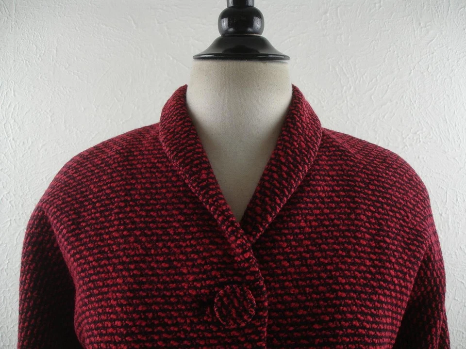 Mujer M De Colección Años 30 Rojo Negro Tweed Botón A Medida Traje Chaqueta Blazer Art Deco Foto 2 de 4