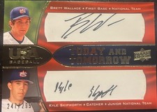 2008 Upper Deck USA Baseball BRETT WALLACE KYLE SKIPWORTH #TT-12 Autograph  /295