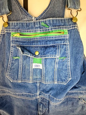 Liberty Mens Bib Overalls 46x28 Blue Denim Carpenter Hammer Loop Workwear