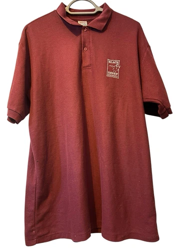 RARE BLACK SHEEP BREWERY Burgundy EMBROIDERED LOGO POLO SHIRT Size L JERZEES - Picture 1 of 8