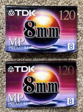 LOT of 2 Rare TDK 8mm MP Premium 120 Minute Blank Video Cassette Tape P6-120MP