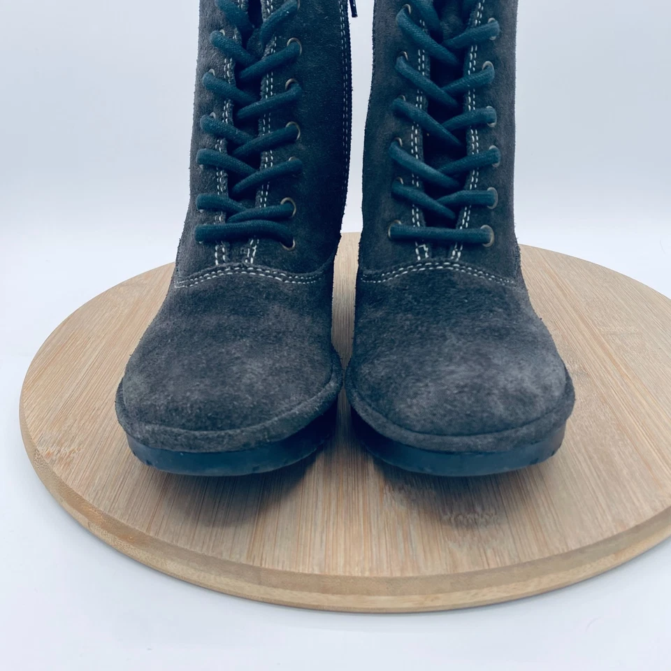 Fly London Wune Botas Mujer 5.5 36 Gris Gamuza Con Cordones Tobillo Cottagecore Foto 3 de 4