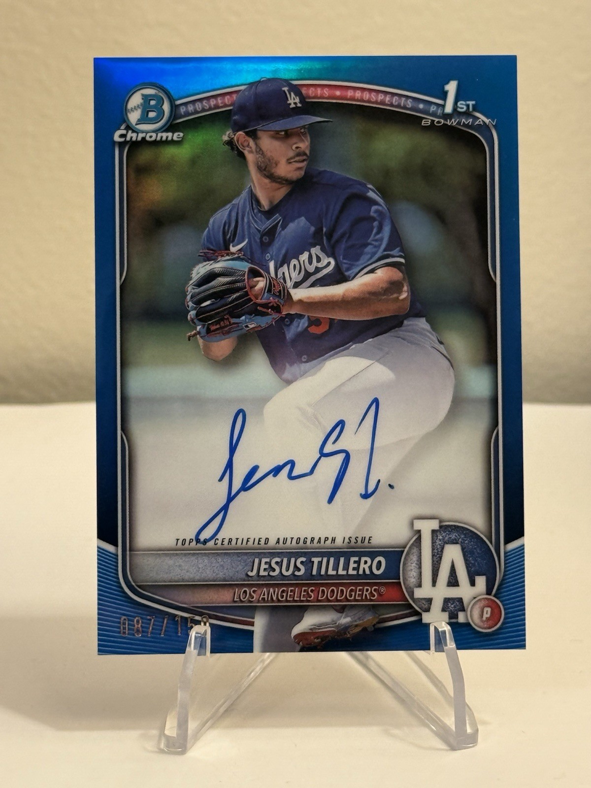 JESUS TILLERO 2025 Bowman Chrome 1st Blue Refractor Auto /150 #CPA-JT DODGERS