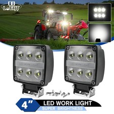 2PCS LED Work Light Fog Pods 4'' Inch Flood Lamp Truck Offroad Tractor 12V 24V