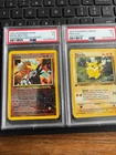 PSA 5 2001 Pokemon Game Entei-REV-Foil #34 and 1999 Pikachu 1st Edition #60