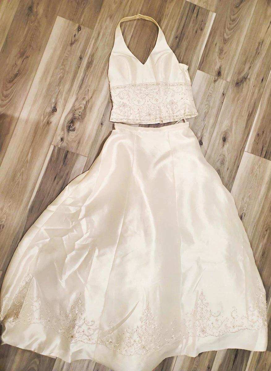 oleg cassini halter wedding dress Beading 12 Women's Size Dresses for sale CAMO