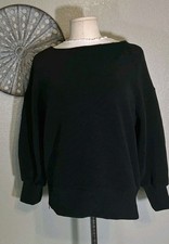 Varley Ribbed Sweatshirt Long Sleeve Womens Sz L Black Zip Side