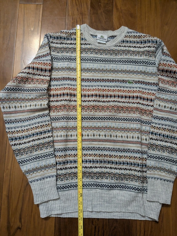 复古 Lacoste 20x26 Fair Isle 圆领毛衣 欧码 3 法国制造 中号 — 第 4/4 张图片
