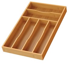 Bamboo Silverware Organizer, Bamboo Kitchen Drawer Cutlery Organizer, Utensil...