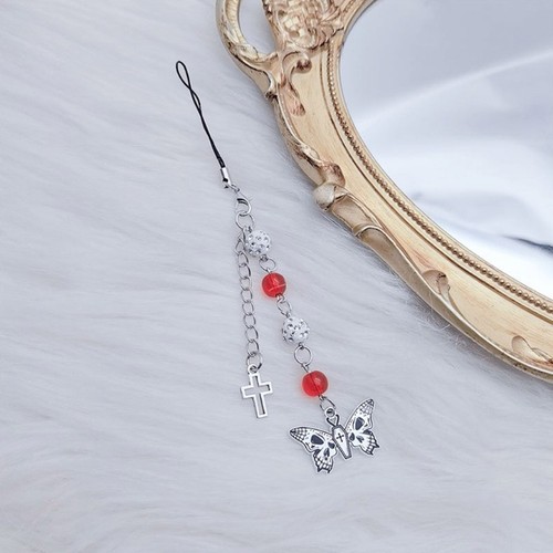Fashion Butterfly Cross Hanging Pendant Phone Strap Y2K Bag Decoration for Girls - Zdjęcie 6 z 8