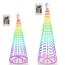 1.8/2.1m Lighted Christmas Cone Tree String Light Outdoor Garden Yard Decoration