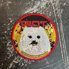 RIOT - FIRE DOWN UNDER HEAVY METAL PATCH RED BORDER