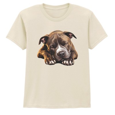 T-Shirt schlafender Pitbull Hund Tiere Kinder süß Welpe Grafik Tee