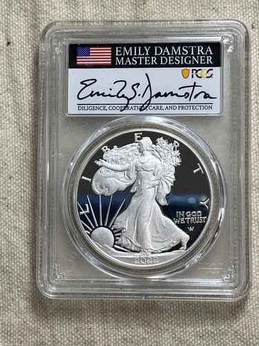 2022-W $1 American Silver Eagle PCGS PR 70 DCAM Emily S. Damstra Signature FS