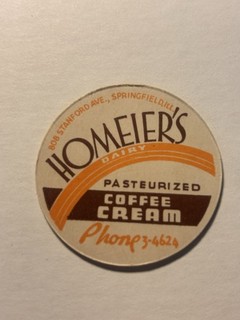 Homeir’s Dairy Milk Bottle Cap Springfield IL ILL Illinois