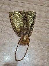 Vintage Gold-Toned Accordion-Style Metal Mesh Purse