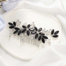 Crystal Bride Wedding Hair Comb Silver Leaf Bridal Hair Accessories Rhineston...