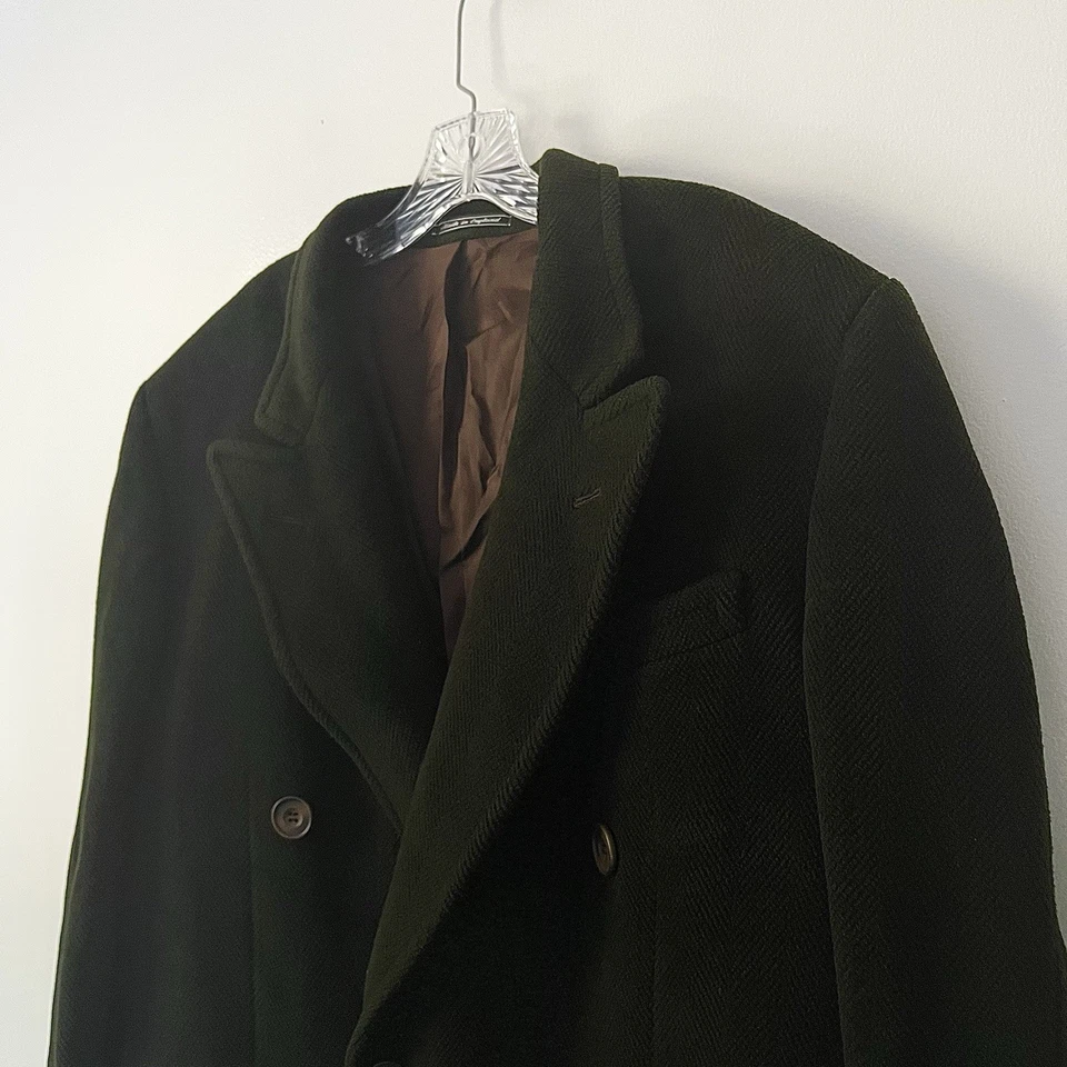 Abrigo Abrigo Louis Boston Verde Doble Pecho Lana De Colección Hecho en Inglaterra 38R Foto 2 de 4