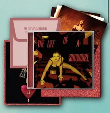 Taylor Swift LIFE OF A SHOWGIRL RED/GOLD TS HEART BAG CHARM DELUXE CD 🧡💚 NEW 