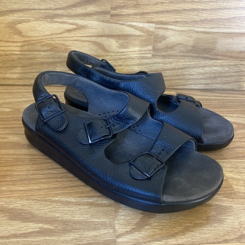 Sandalias SAS Bravo Toboganes Hombre Cuero Negro Informal Cómodas Vacaciones 11 M Tripad - Imagen 4 de 14