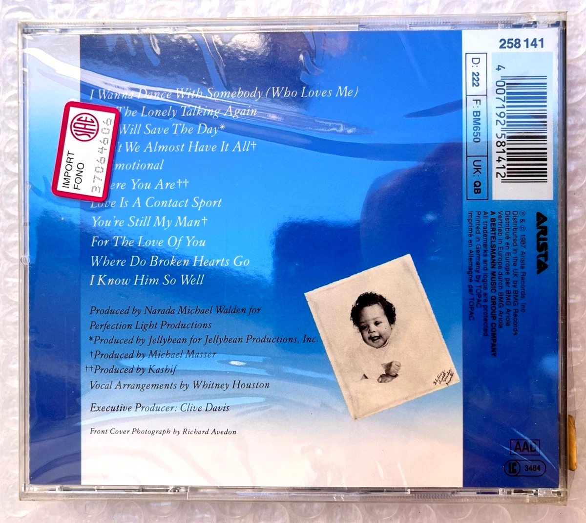 Whitney Houston Whitney CD 1987 Arista Album Nuovo Sigillato