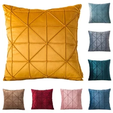 Solid Color Velvet Geometric Cushion Cover Sofa Throw Pillow Case Home Décor