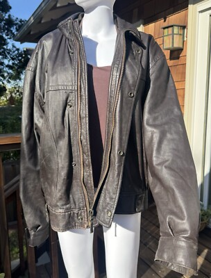 VTG. Marco Pierguidi Dark Brown Leather Men s Bomber Jacket US Large
