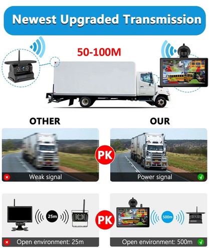 Digital Wireless 7" Touch Screen DVR Monitor 2x Hitch Solar Backup Cameras Truck - Picture 6 of 20
