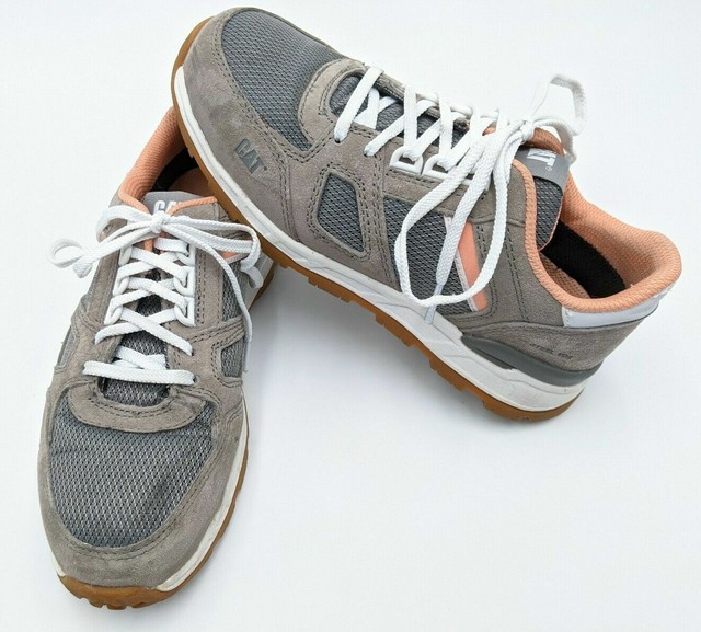Caterpillar CAT Womens 8.5 Wide Woodward Steel Toe Work Shoes Pink Grey
