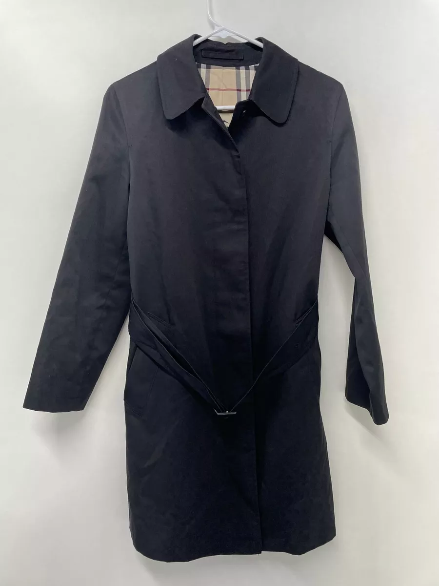 Burberry London Women 2R Black Natasha Belted Trench Coat Long