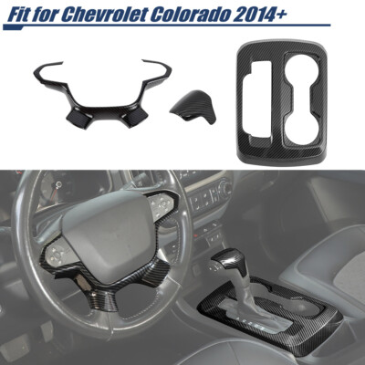 Carbon Fiber Steering Wheel Gear Shift Cover Trim For Chevy Colorado Canyon 14+