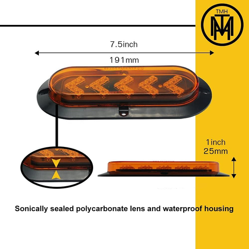 TMH (Pack of 2 6 Inch Oval ARROW Amber Light Turn Signal Tail Indicator Light - Picture 4 of 12