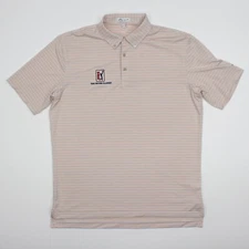 Peter Millar Summer Comfort Greenwood TPC Polo Shirt Blue Orange Striped Size L