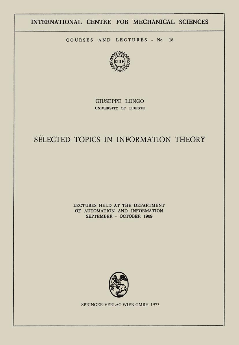Thumbnail - G. Longo | Selected Topics In Information Theory | Taschenbuch |