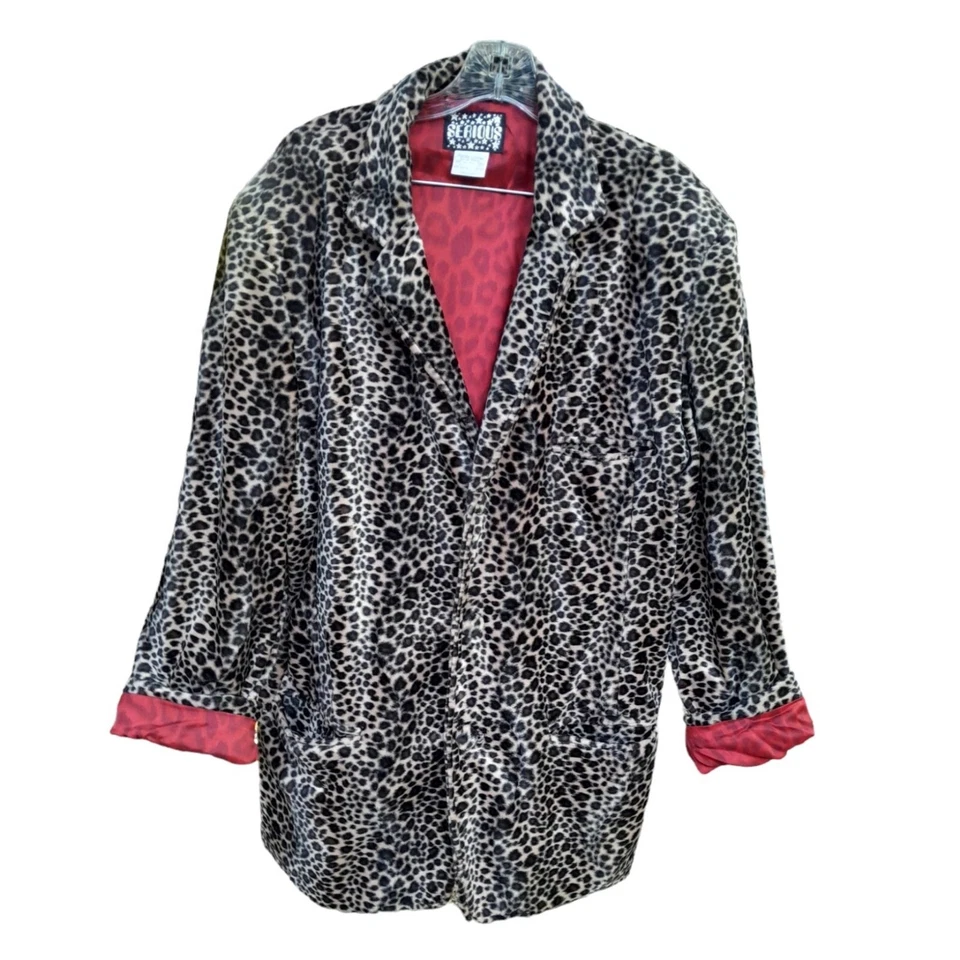 Vtg 80s Leopard Print Faux Fur Mob Wife Party Preppy Lined Medium Coat Pockets - Image 4 of 4
