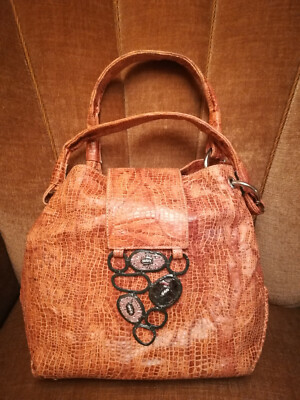 Silvano Biagini Handtasche Designer Tasche Pythonleder Korall Farbe Vintage
