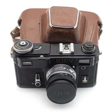 Soviet Contax copy KIEV 4AM Olympiad 1980 BLACK 35mm camera with Helios-103 USSR